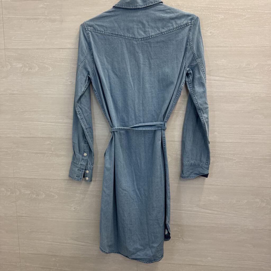 Draper James Light Chambray Button Front Shirt Dress 4