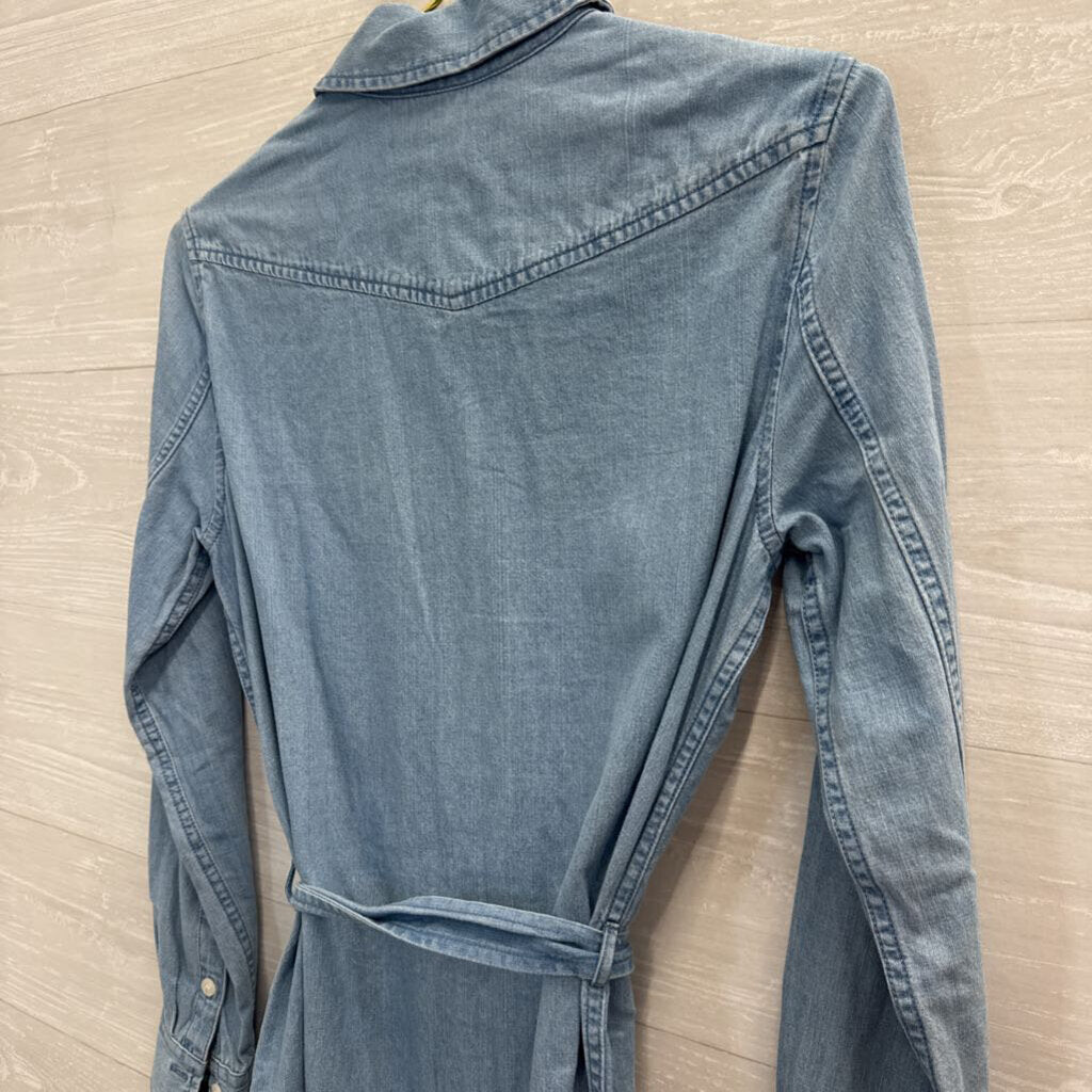Draper James Light Chambray Button Front Shirt Dress 4