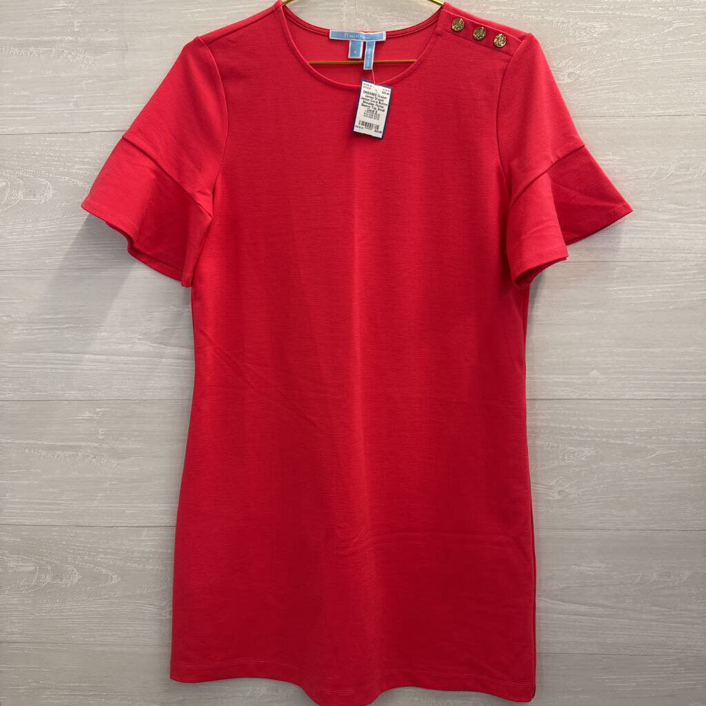 Draper James Coral Button Shoulder Flutter Sleeve Top Small