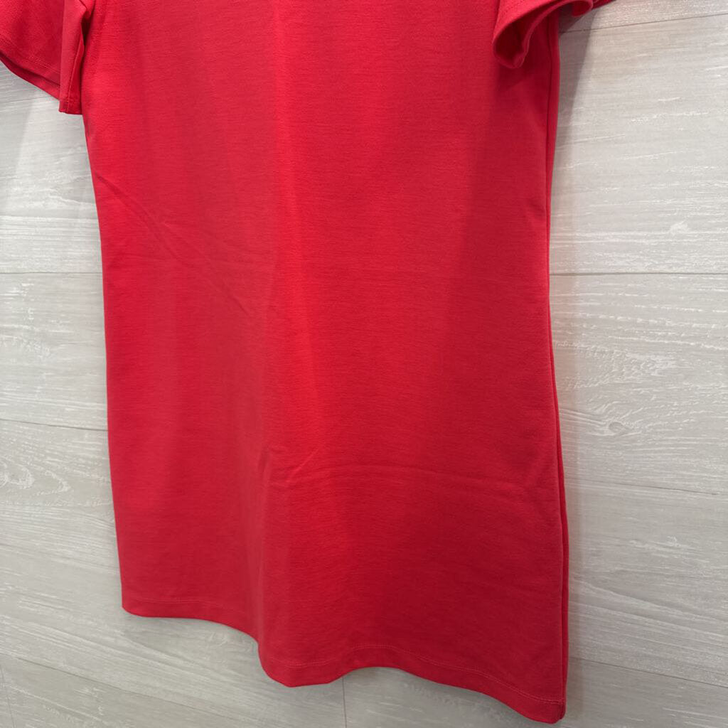 Draper James Coral Button Shoulder Flutter Sleeve Top Small