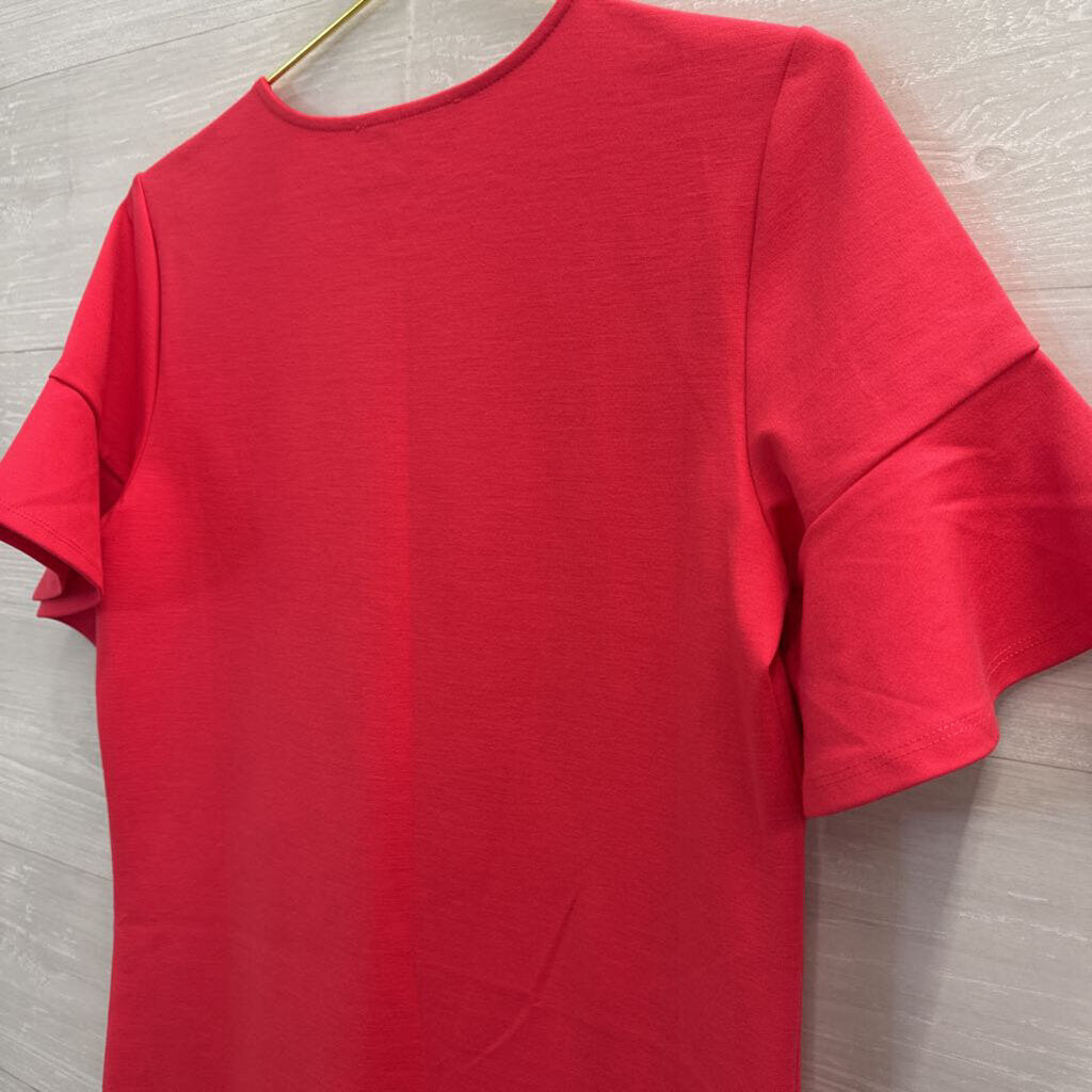 Draper James Coral Button Shoulder Flutter Sleeve Top Small