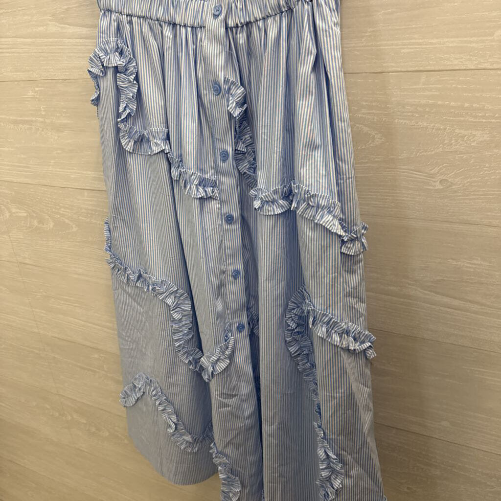 Kate Spade x Target Blue Striped Ruffle Shirt Dress XXS