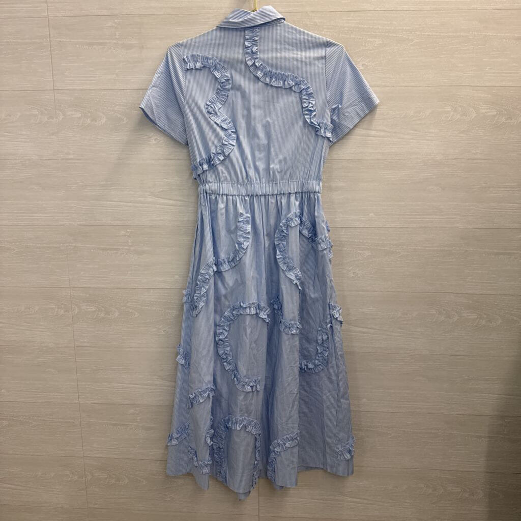 Kate Spade x Target Blue Striped Ruffle Shirt Dress XXS