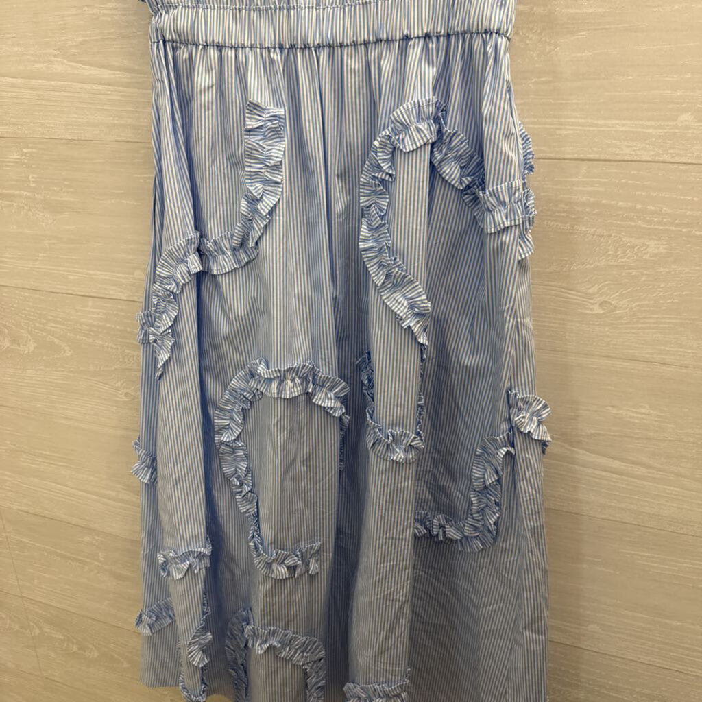 Kate Spade x Target Blue Striped Ruffle Shirt Dress XXS