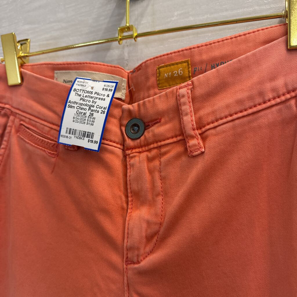 Pilcro by Anthropologie Coral Slim Chino Pants 26