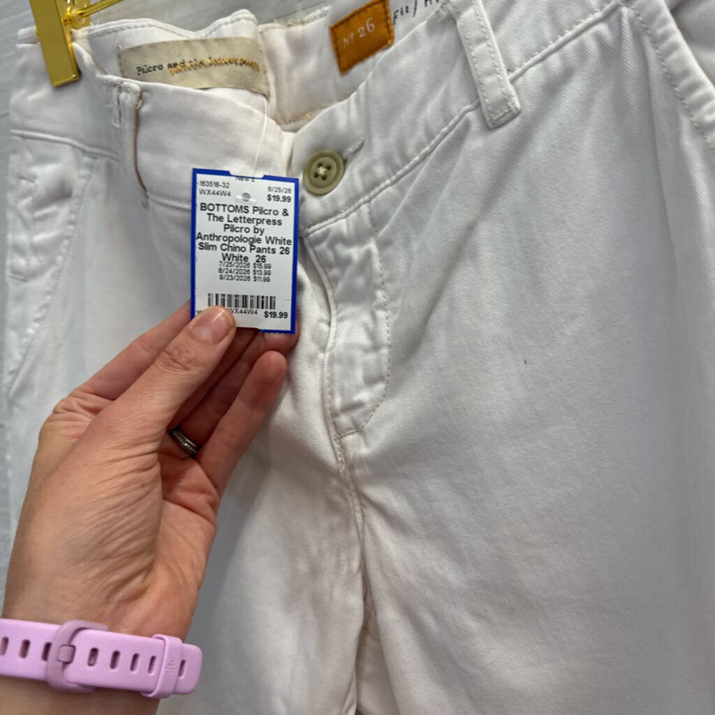 Pilcro by Anthropologie White Slim Chino Pants 26