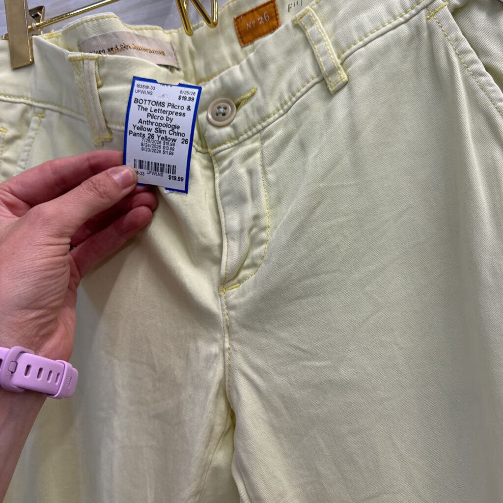 Pilcro by Anthropologie Yellow Slim Chino Pants 26