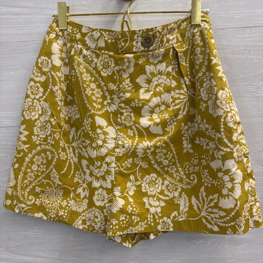 Maeve Anthropologie Olive Floral Tailored Shorts 0