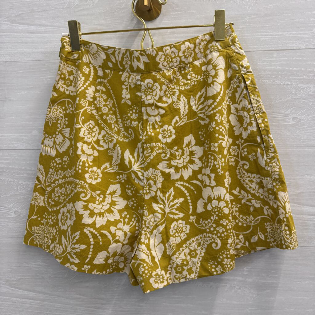 Maeve Anthropologie Olive Floral Tailored Shorts 0