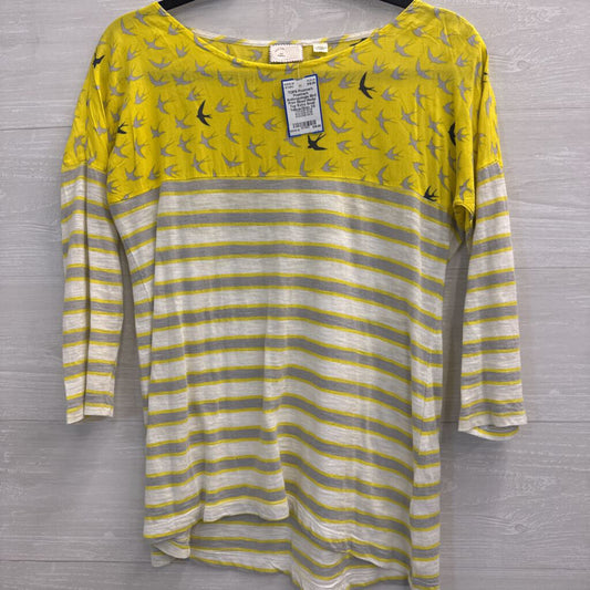 Postmark Anthropologie Bird Print Mixed Media Top Extra Small