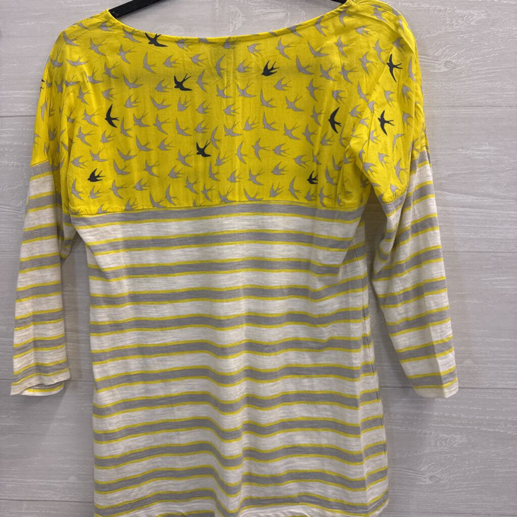 Postmark Anthropologie Bird Print Mixed Media Top Extra Small