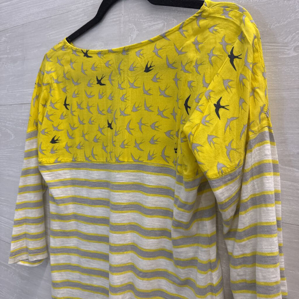 Postmark Anthropologie Bird Print Mixed Media Top Extra Small