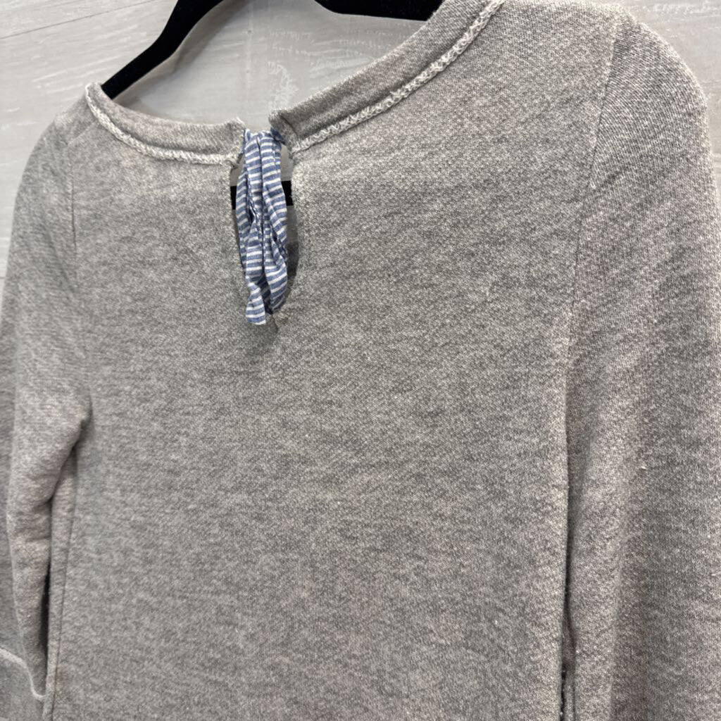 Postmark Anthropologie Grey Mixed Media Lace Fringe Top Extra Small