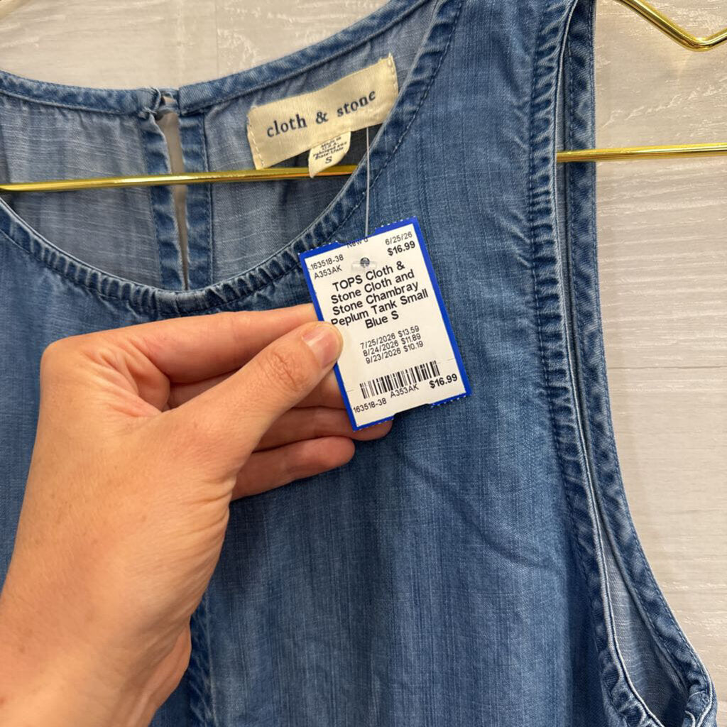 Cloth and Stone Chambray Peplum Tank Small