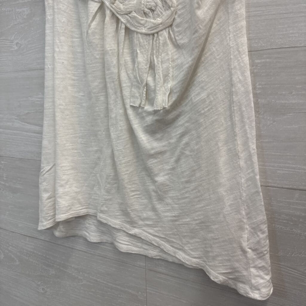 Meadow Rue Anthropologie White Ruffle Tie Neck Short Sleeve XS