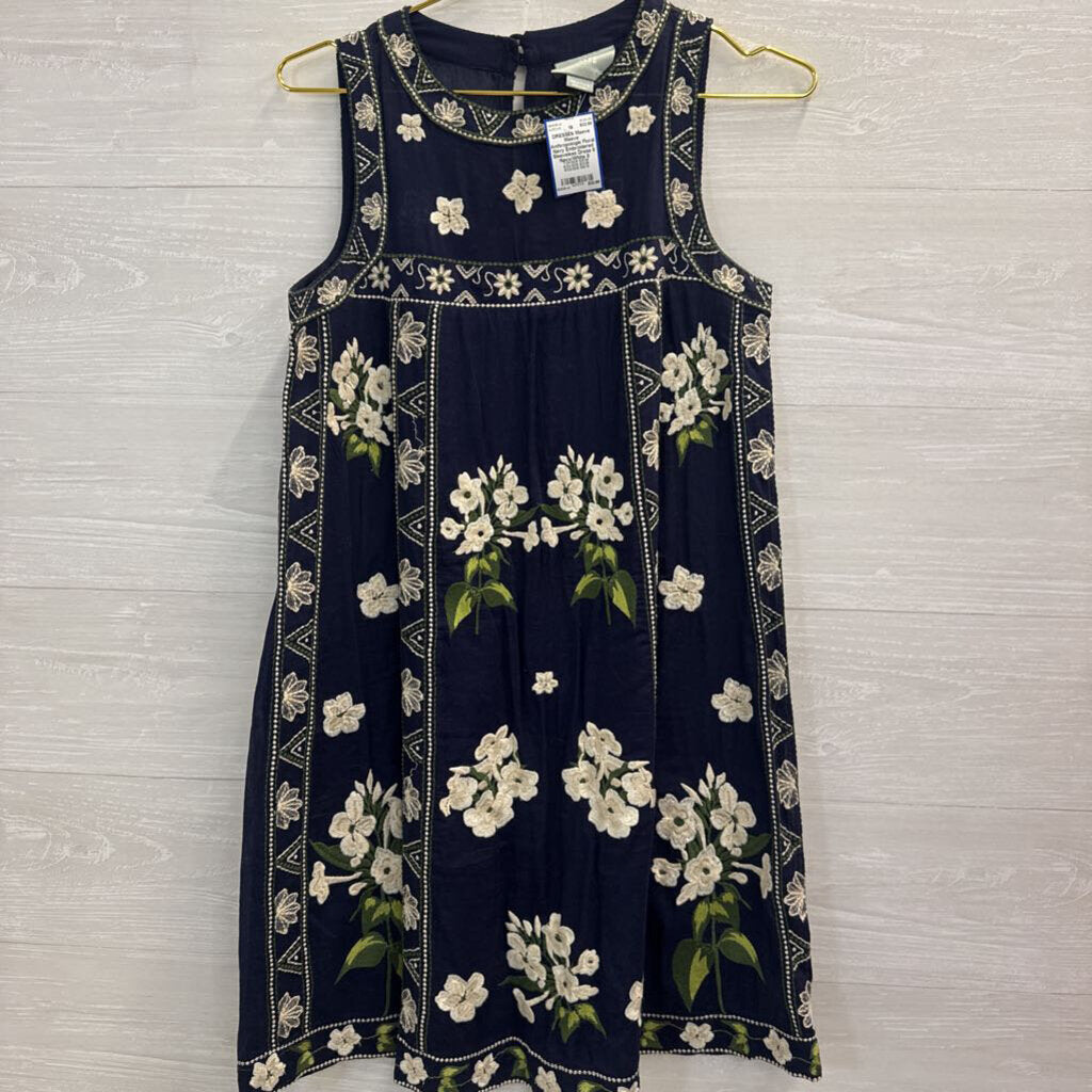 Maeve Anthropologie Floral Navy Embroidered Sleeveless Dress 0