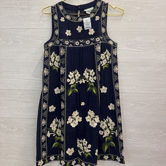 Maeve Anthropologie Floral Navy Embroidered Sleeveless Dress 0