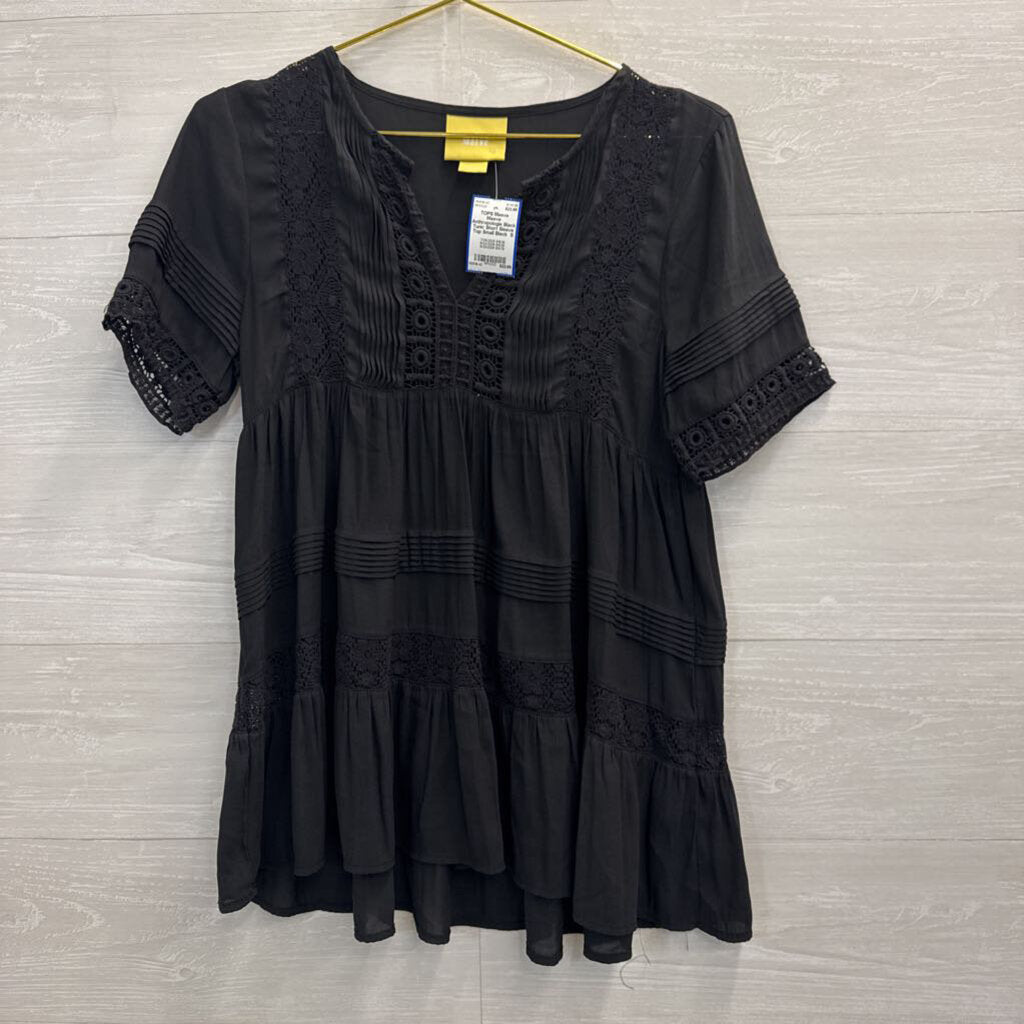 Maeve Anthropologie Black Tunic Short Sleeve Top Small