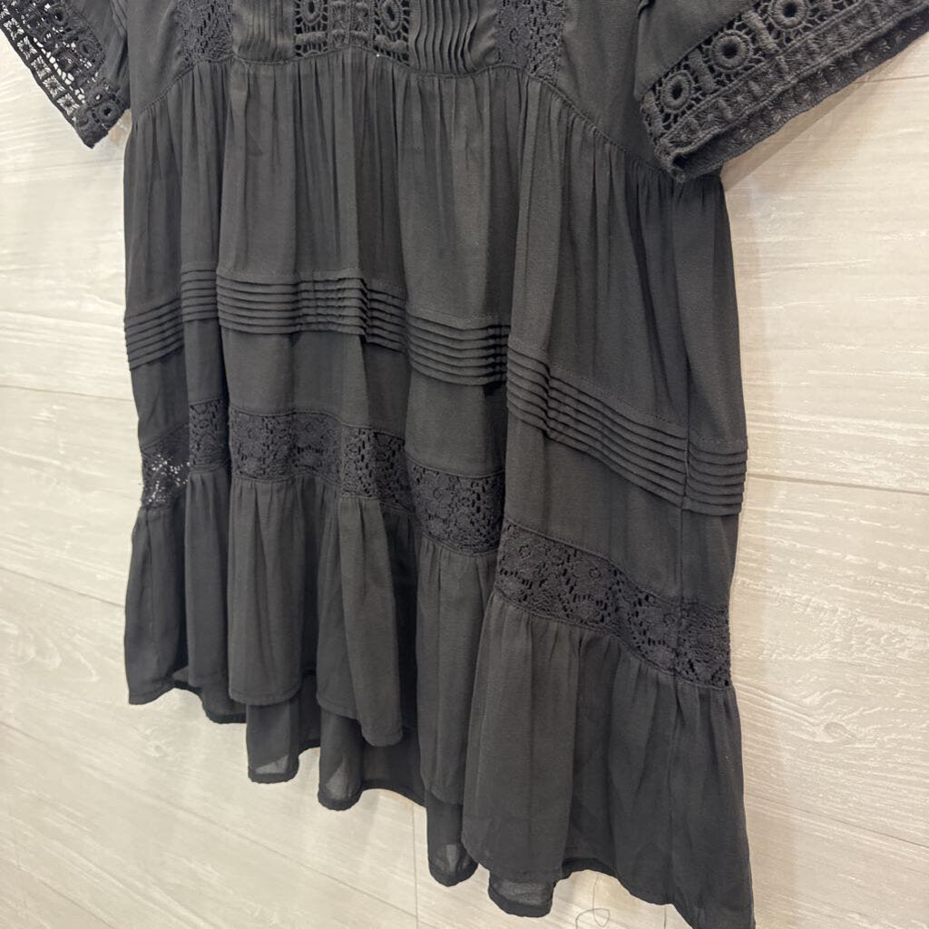 Maeve Anthropologie Black Tunic Short Sleeve Top Small