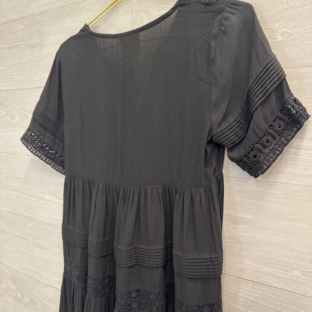 Maeve Anthropologie Black Tunic Short Sleeve Top Small