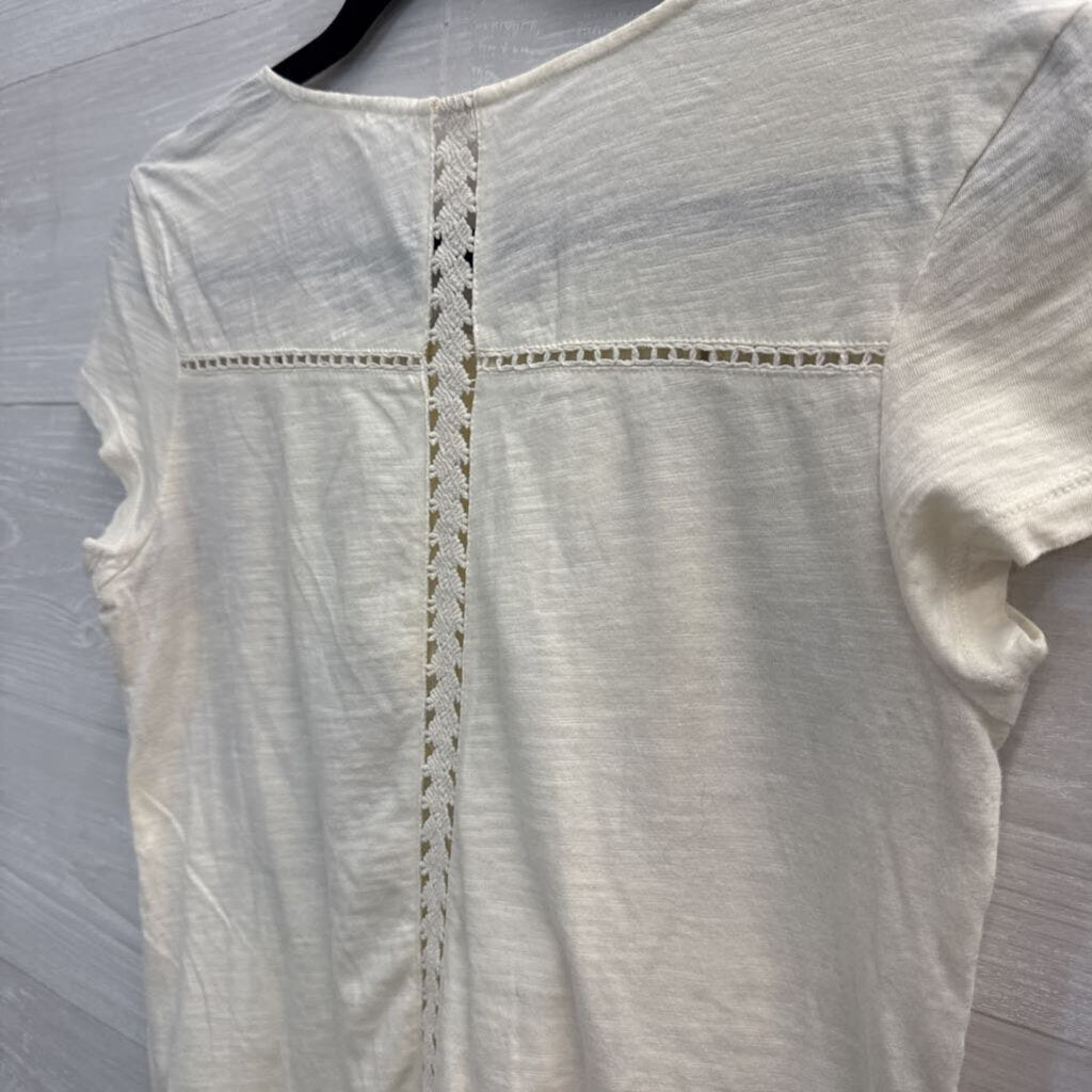 Meadow Rue Anthropologie White Lace Short Sleeve Top Extra Small