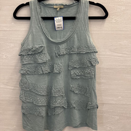 Blue Textured Ruffle Tank Top Extra Small