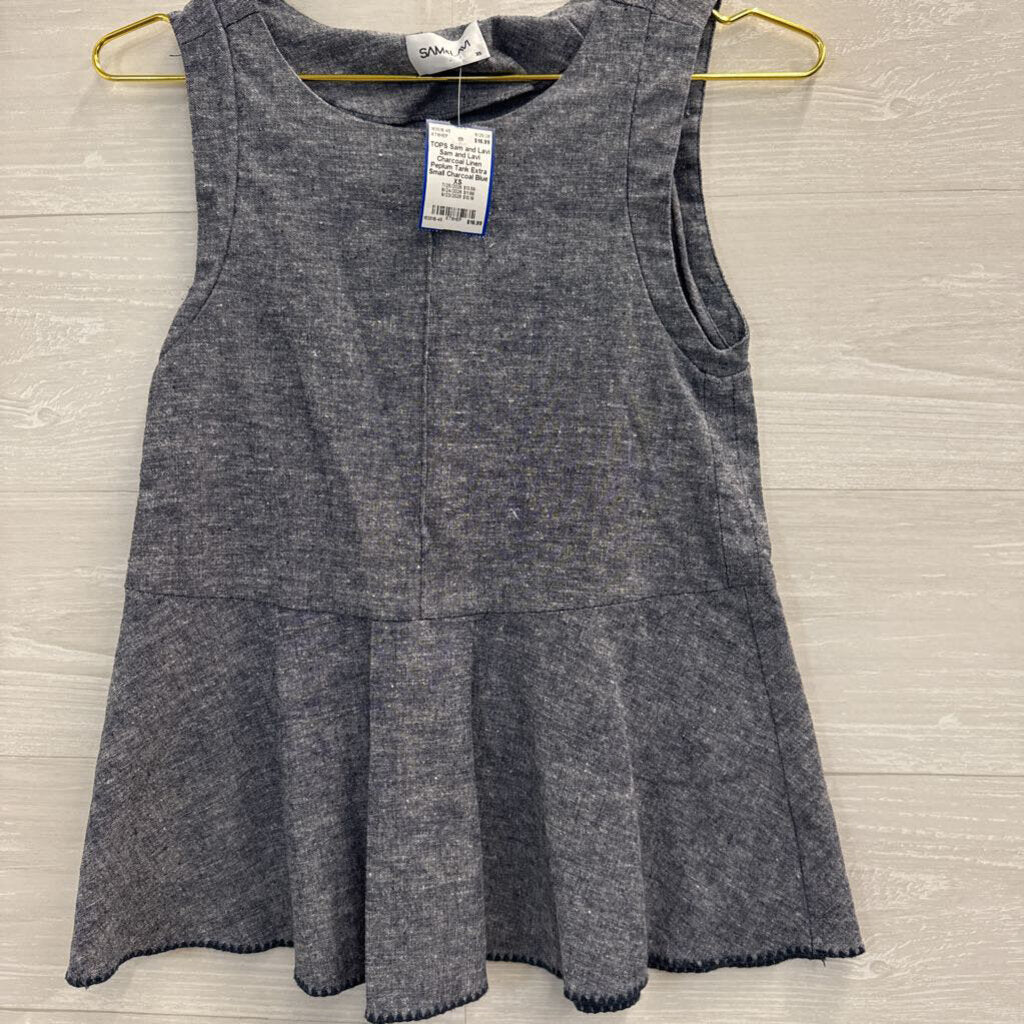Sam and Lavi Charcoal Linen Peplum Tank Extra Small