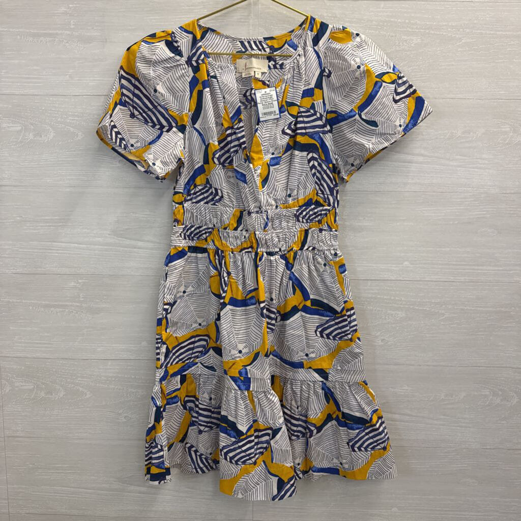 Anthopologie Abstract Print Flutter Sleeve Dress Extra Small