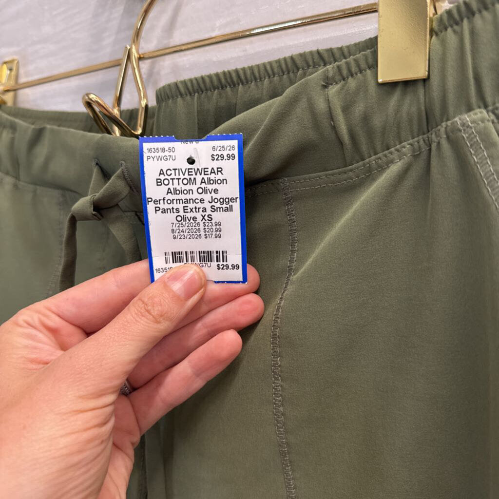 Albion Olive Performance Jogger Pants Extra Small