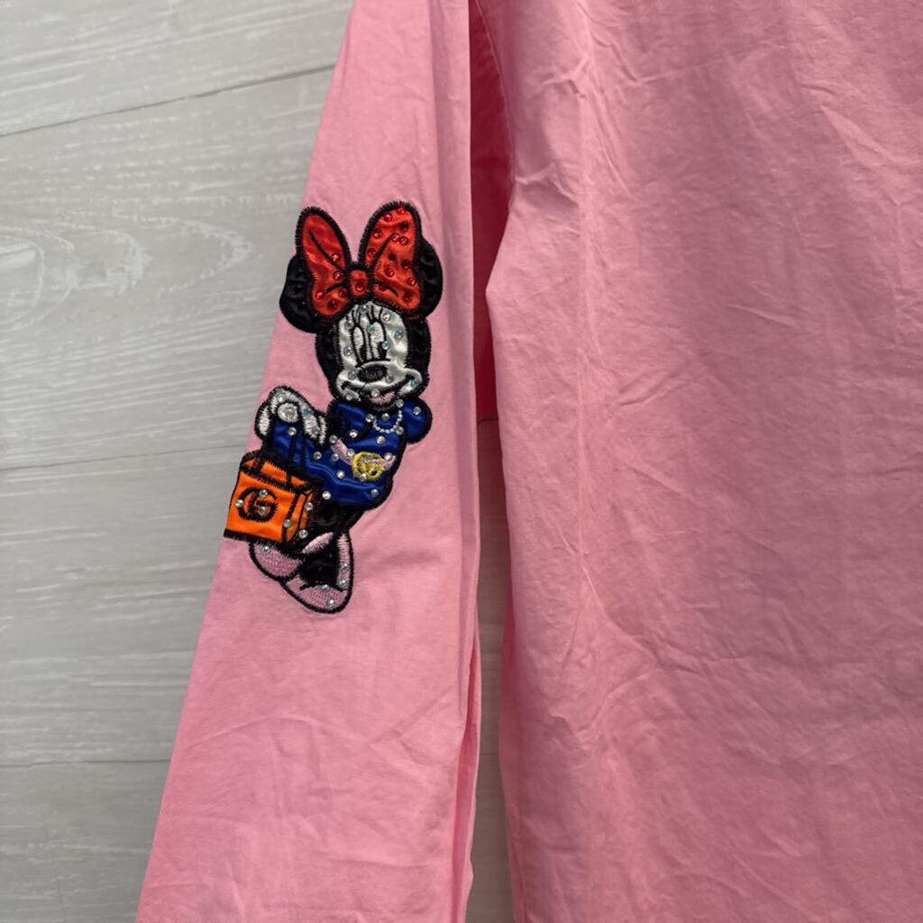 Pink Embellished Mickey & Minnie Button Up Medium