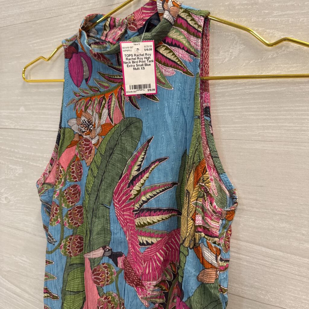 Rachel Roy High Neck Bird Print Tank Extra Small