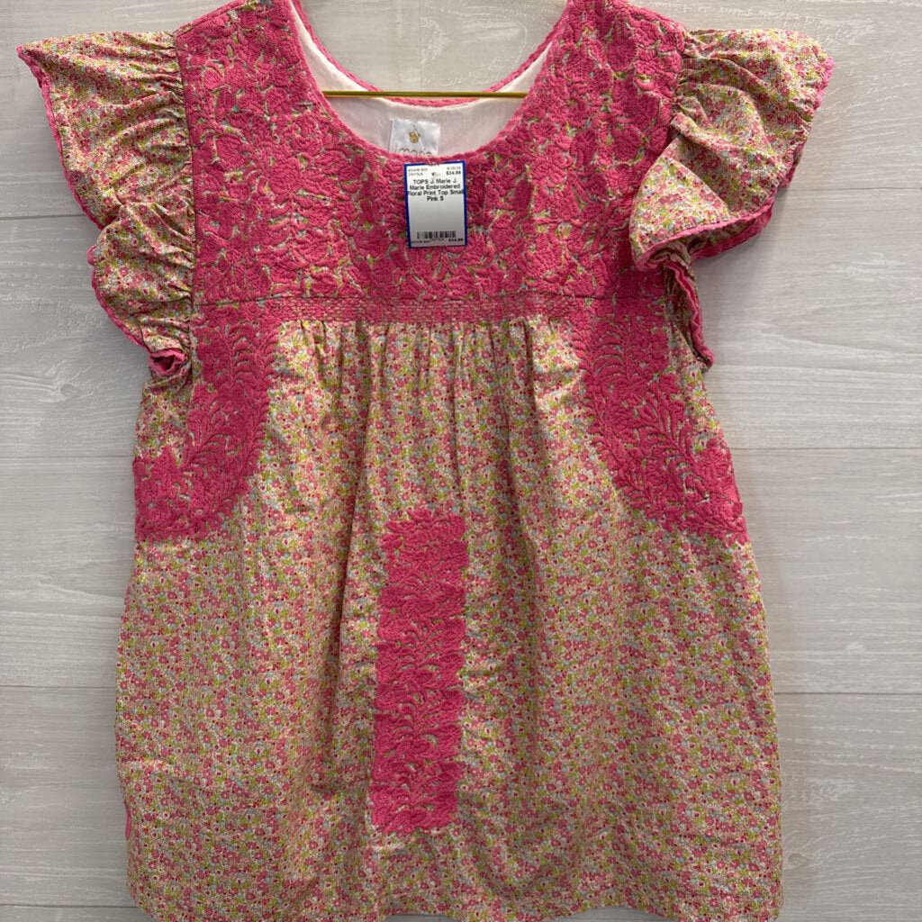 J. Marie Embroidered Floral Print Top Small