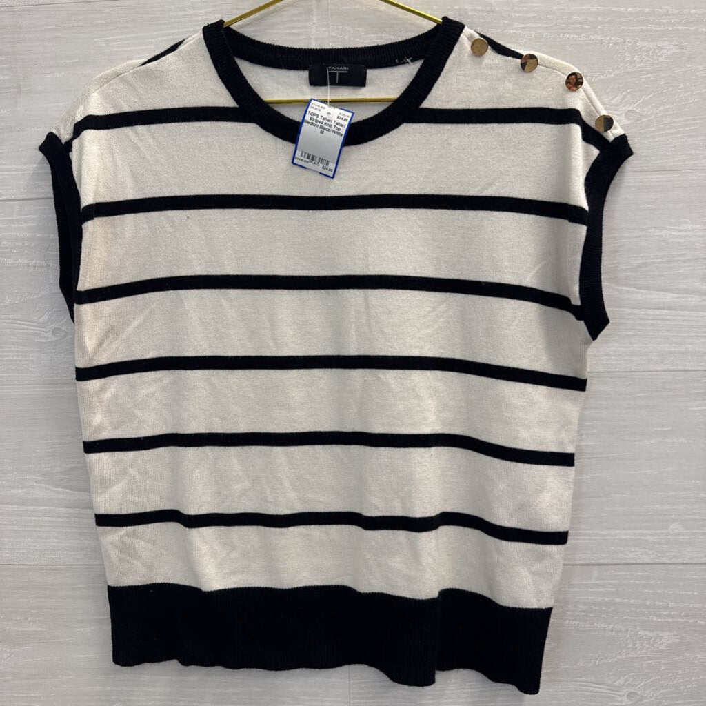 Tahari Striped Knit Top Medium
