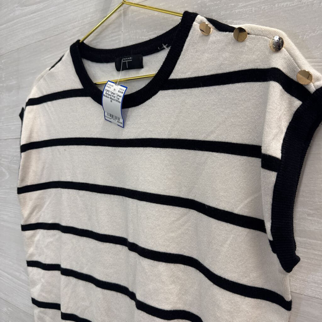 Tahari Striped Knit Top Medium