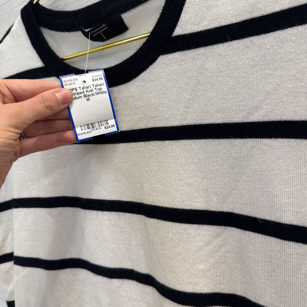 Tahari Striped Knit Top Medium