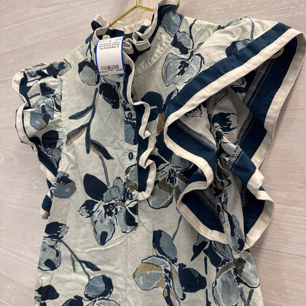 Entro Floral Print Ruffle Top Small