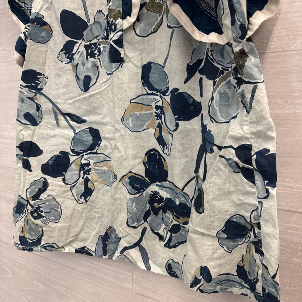 Entro Floral Print Ruffle Top Small