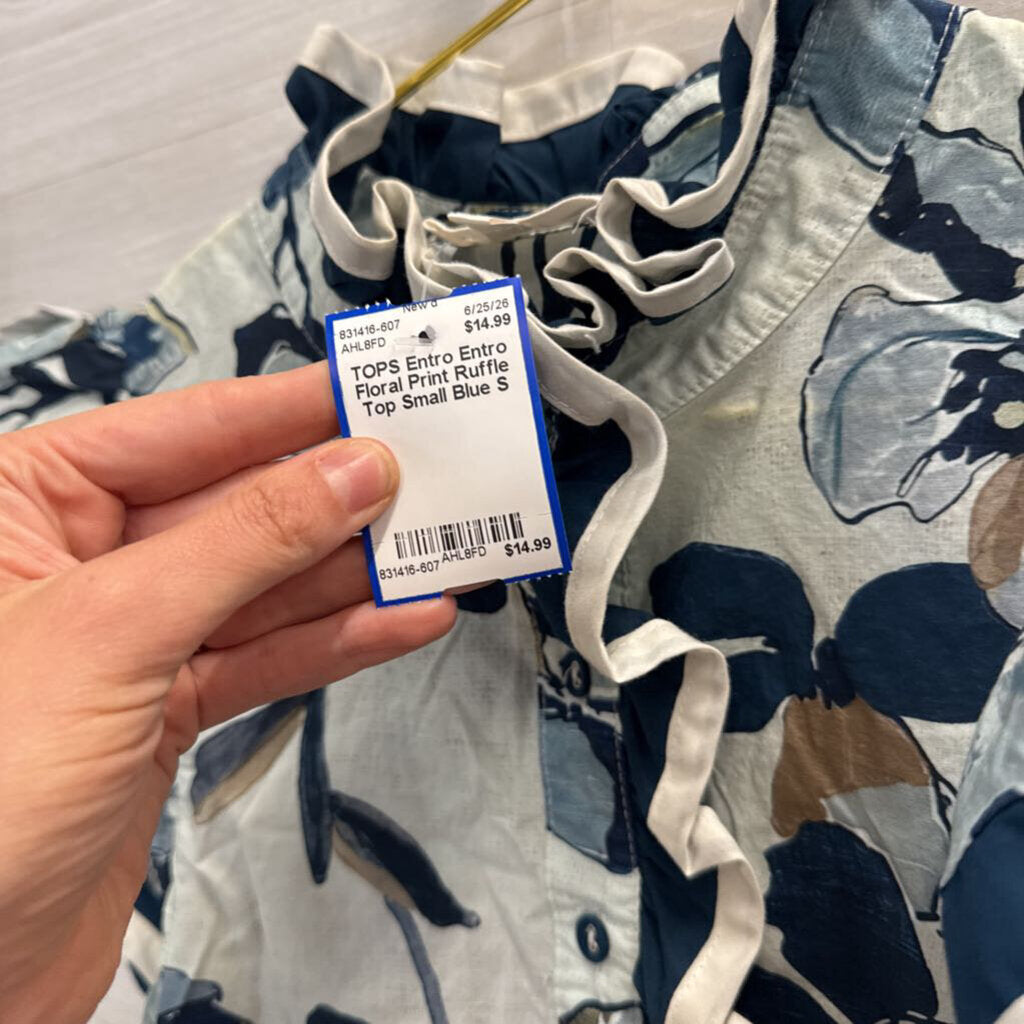 Entro Floral Print Ruffle Top Small