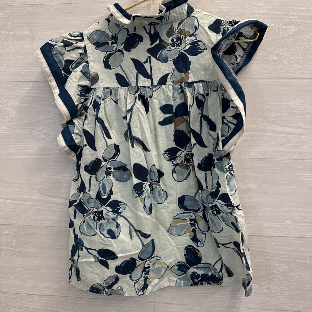 Entro Floral Print Ruffle Top Small