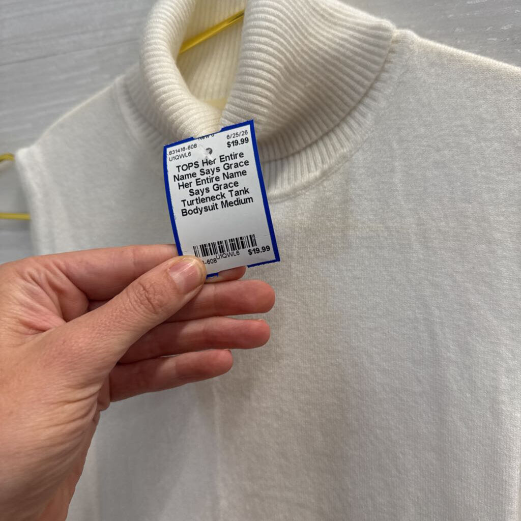 Her Entire Name Says Grace Turtleneck Tank Bodysuit Medium