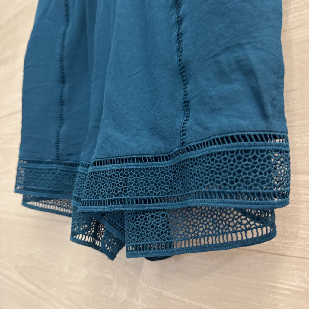 Loft Teal Pull On Shorts With Lace Hem Small
