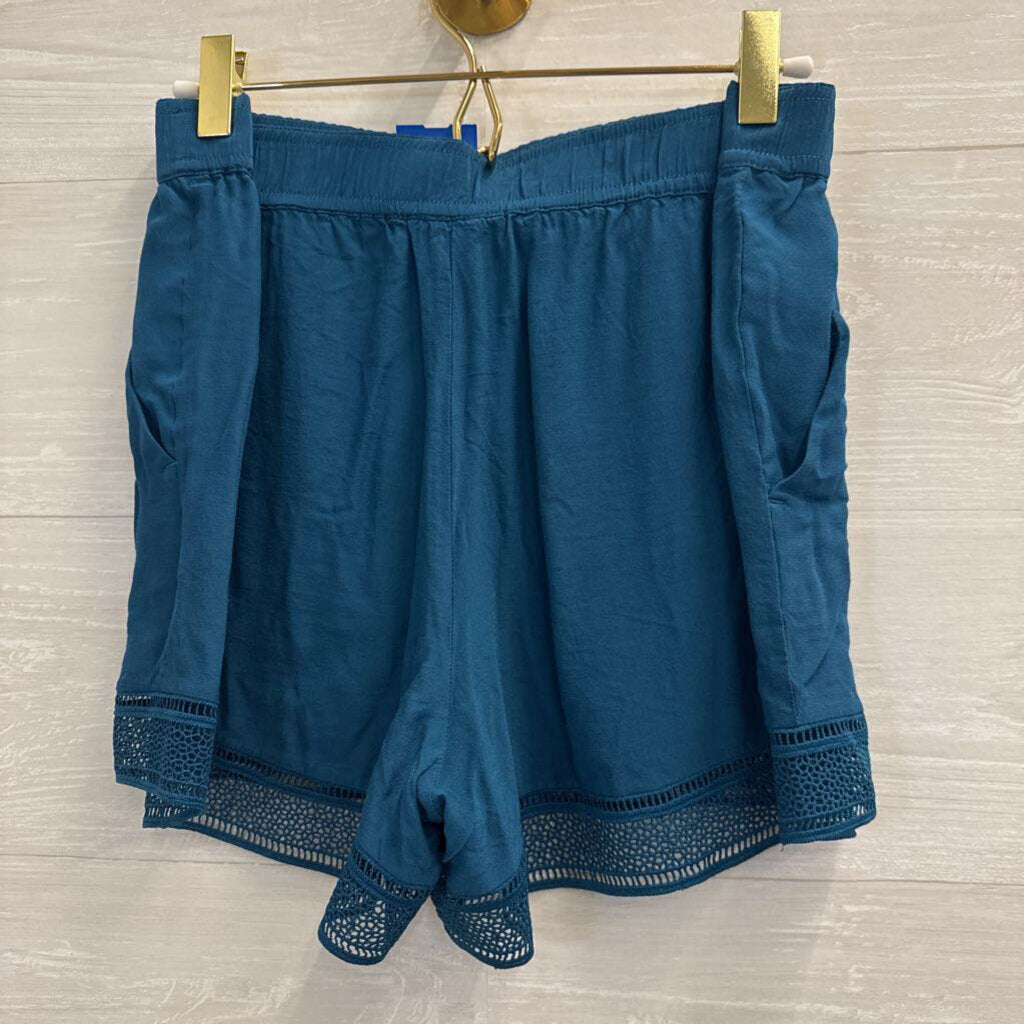 Loft Teal Pull On Shorts With Lace Hem Small