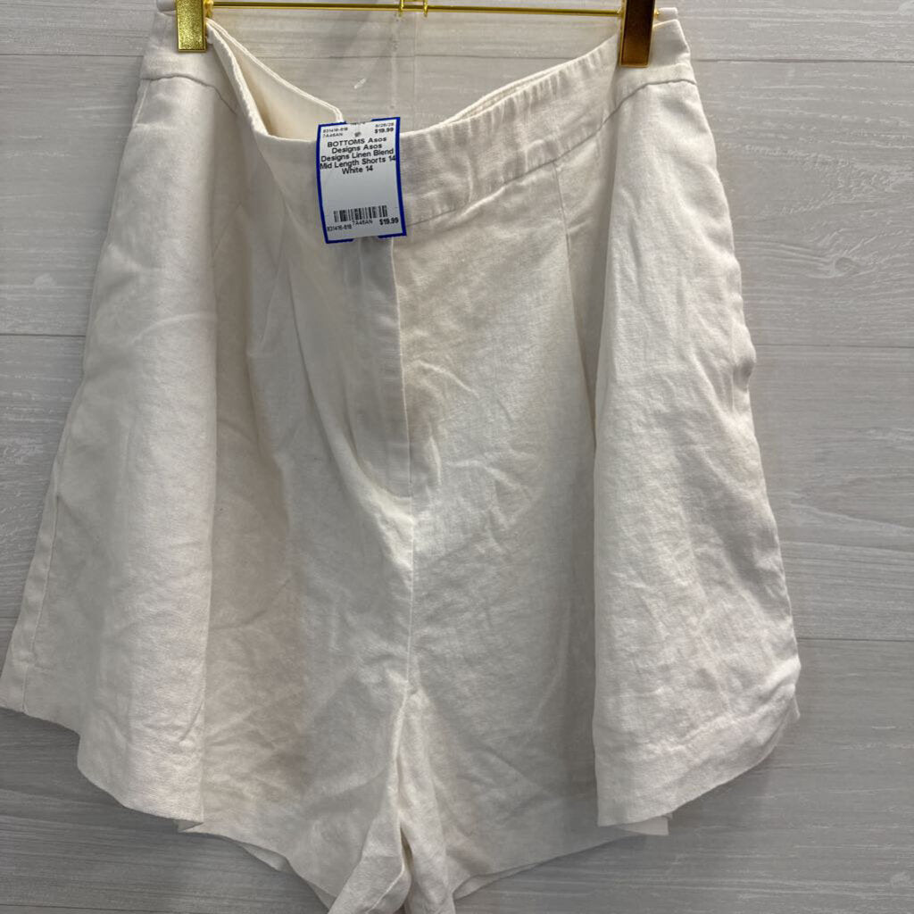 Asos Designs Linen Blend Mid Length Shorts 14