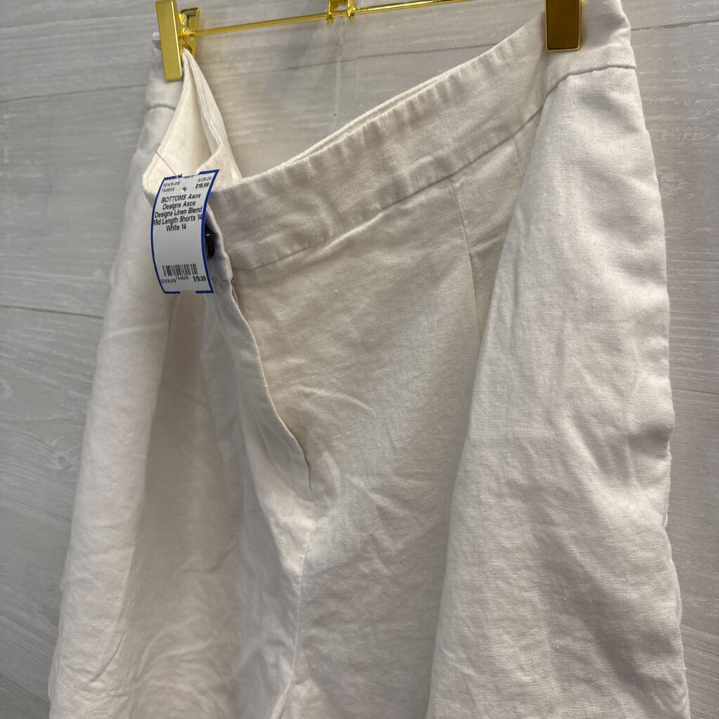 Asos Designs Linen Blend Mid Length Shorts 14