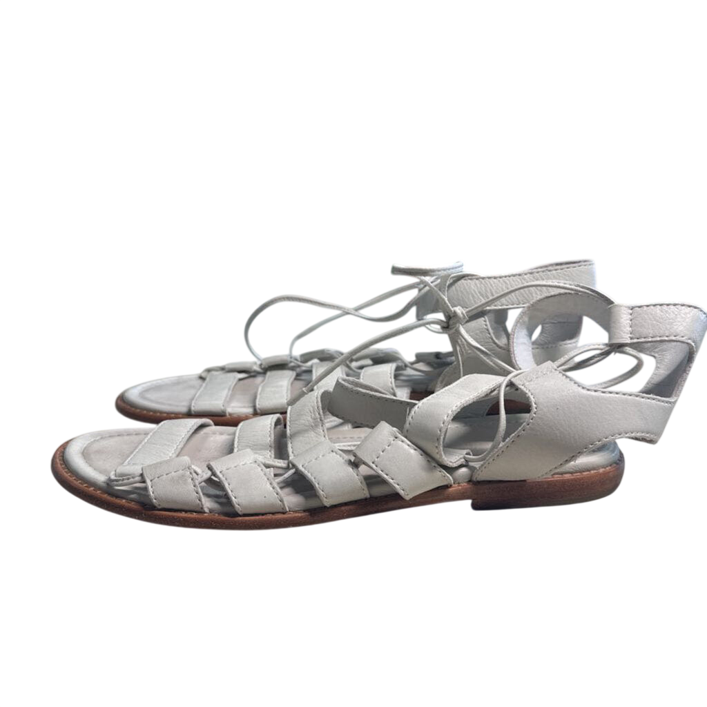 Frye White Blair Side Ghillie Sandal 9.0