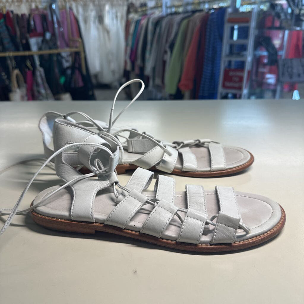 Frye White Blair Side Ghillie Sandal 9.0