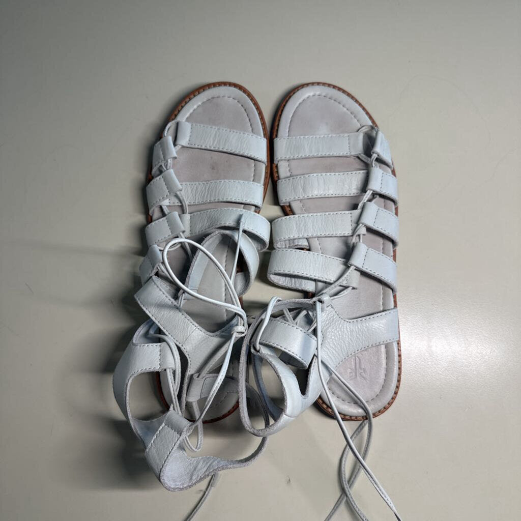Frye White Blair Side Ghillie Sandal 9.0
