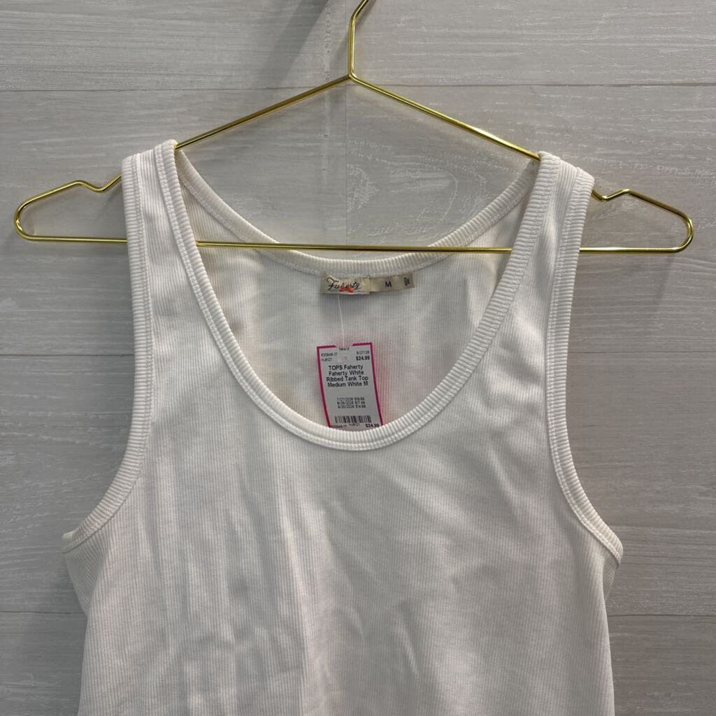 Faherty White Ribbed Tank Top Medium