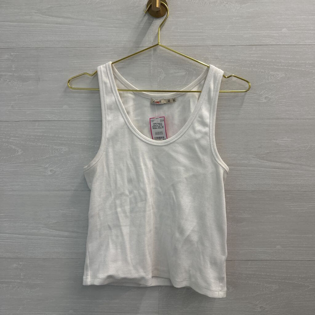 Faherty White Ribbed Tank Top Medium