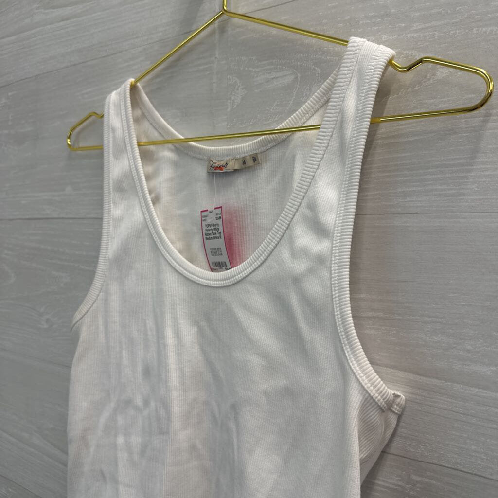 Faherty White Ribbed Tank Top Medium